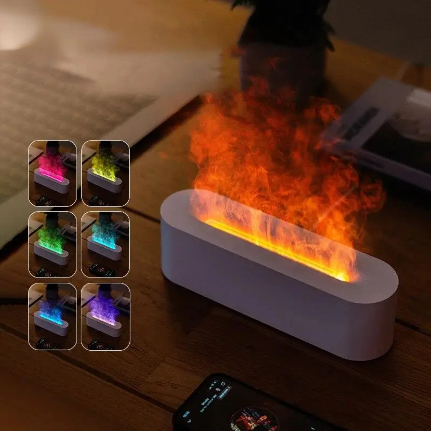 Humidificateur d'air USB à ultrasons de haute qualité, moderne, premium, avec nouvelle technologie pour la maison et le bureau, coloré RGB Flam