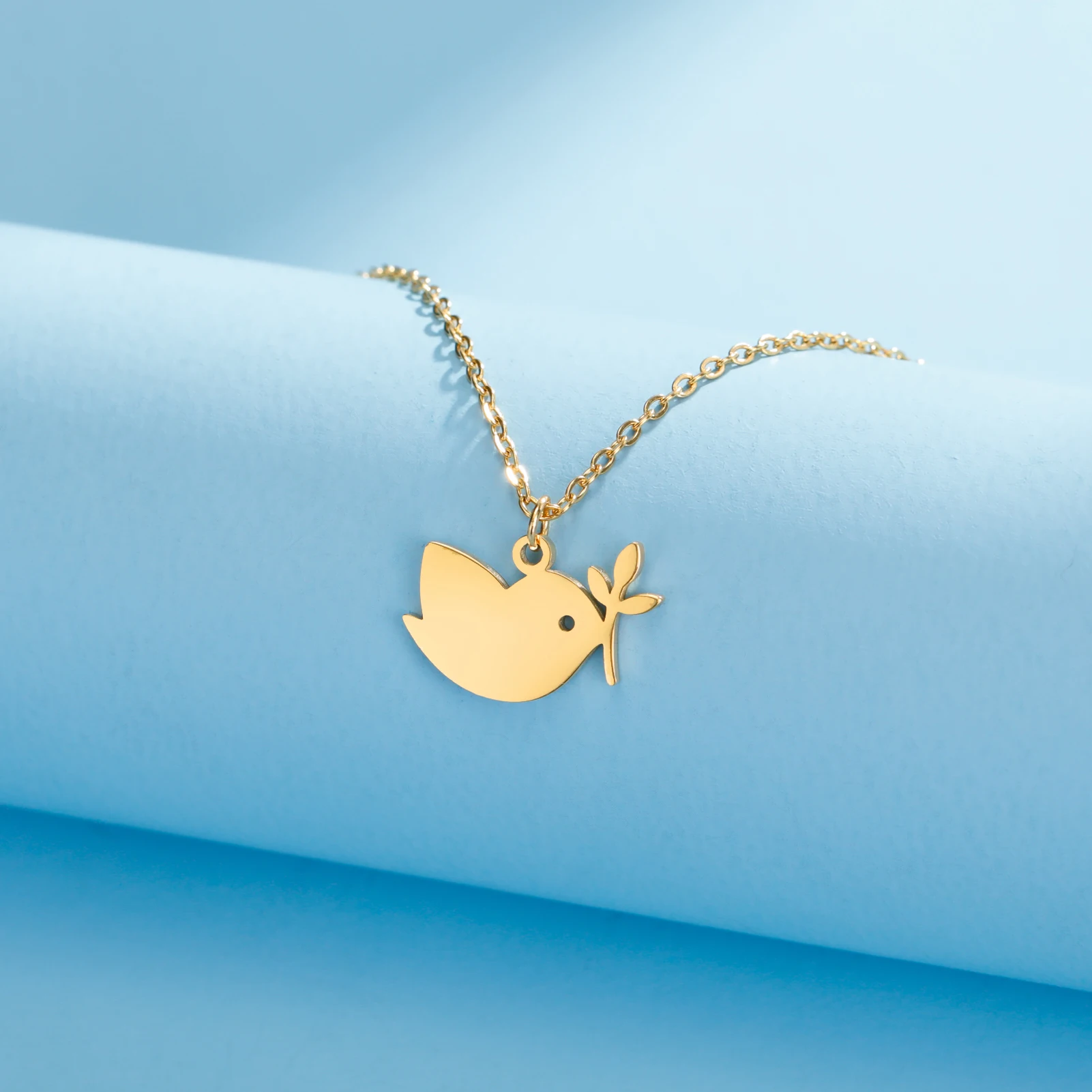 EUEAVAN 5pcs Cute Bird on Branch Stainless Steel Charms for Jewelry Making Lovely Dove Animal Charm DIY Pendants Wholesale