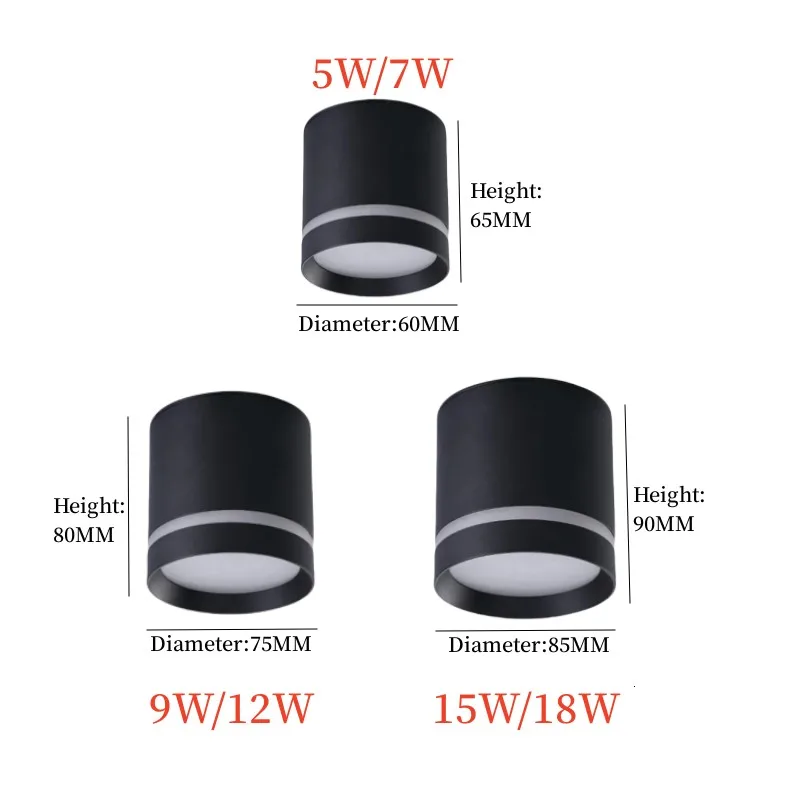 Picture 5: Dimmable Cylinder LED Downlights 7W 10W 12W 15W COB LED Ceiling Spot Lights AC85~265V LED Background Lamps Indoor Lighting