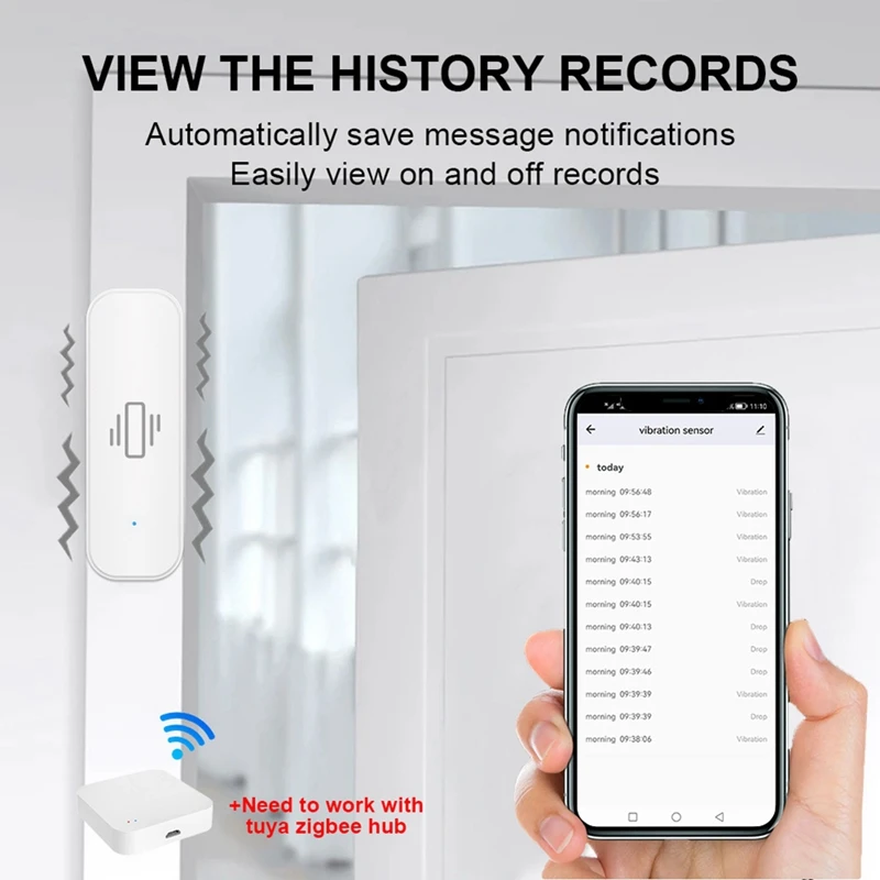 Tuya Smart Vibrations sensor ZigBee Tuya Sensor Monitor App Steuerung Sicherheits schutz ZigBee Sensor Bewegungs schock Alarm