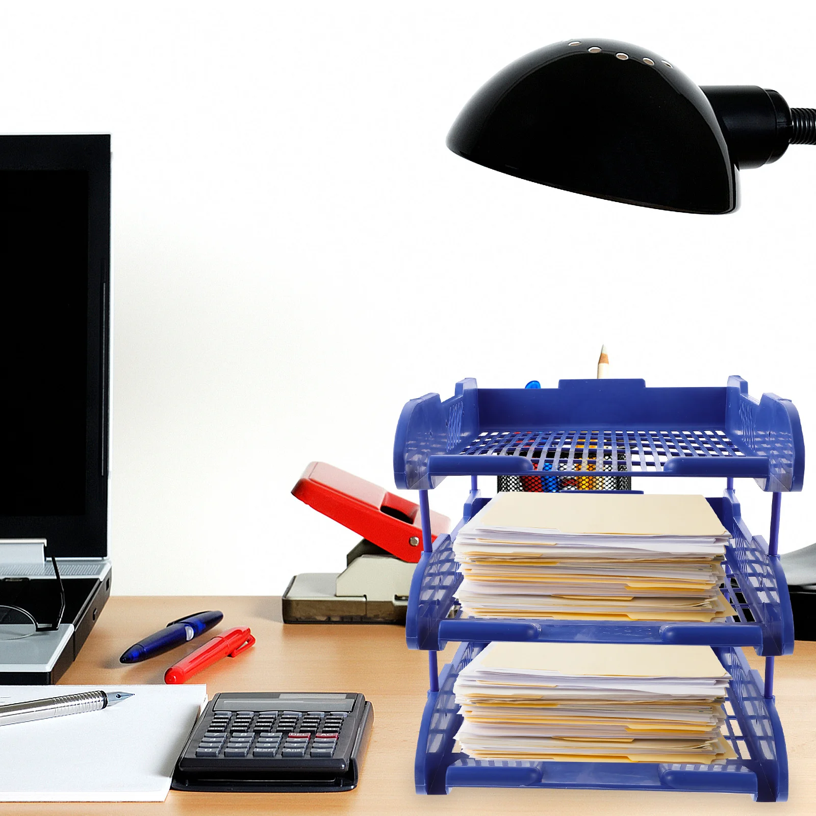 

Desktop File Organizer 3 Tier PP Material Office Paper Tray Desktop Letter Document Holder File Storage Tray for Desk Organizer