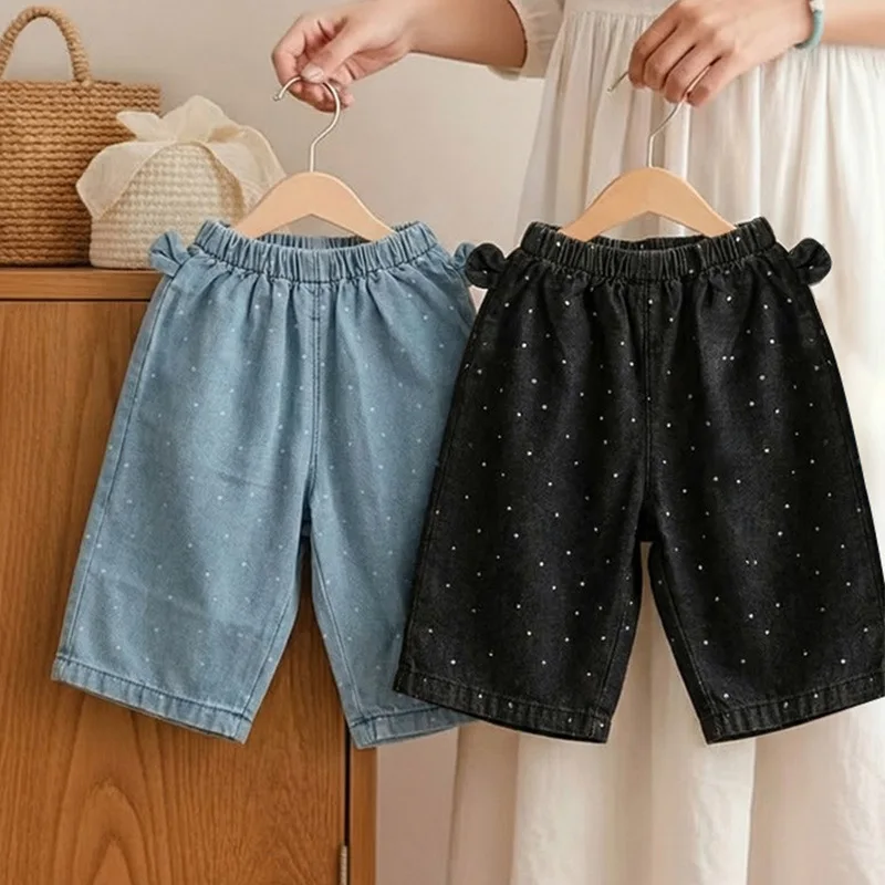 

Boys Jeans 2026 New Children's Polka Dot Printing Straight-leg Pants Casual Wide-leg Pants