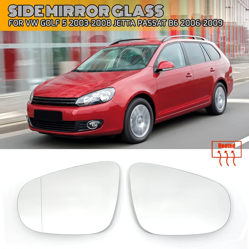 For VW Golf 5 MK5 Jetta Passat B6 2005-2009 Left Right Side Heated Mirror Blue White Glass Lens Replacement 3C0857521 3C0857522