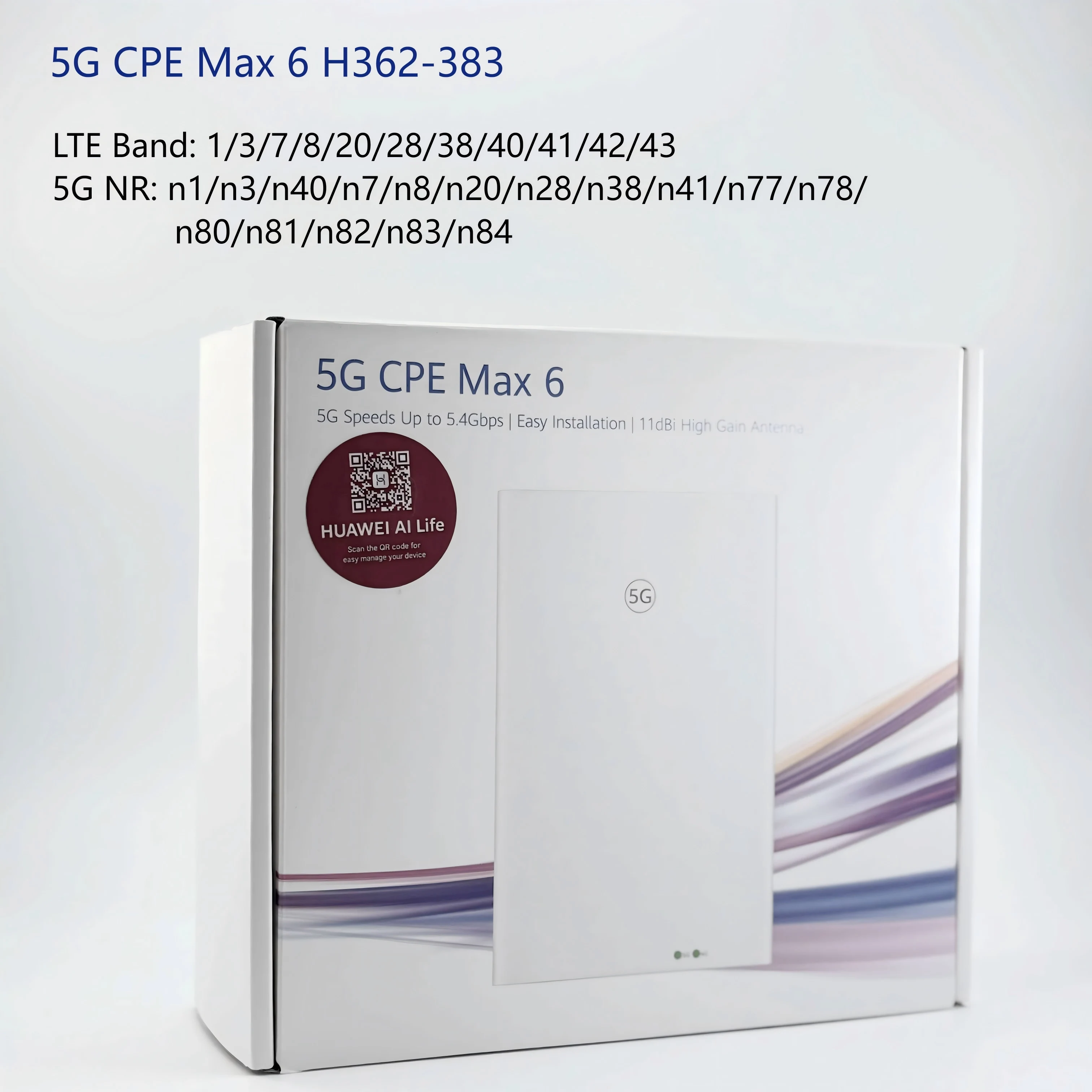 

Unlocked HUAWEI 5G CPE Max6 H362-383 5G Modem WiFi 2.4Ghz Router 5.4 Gbps 11Dbi
