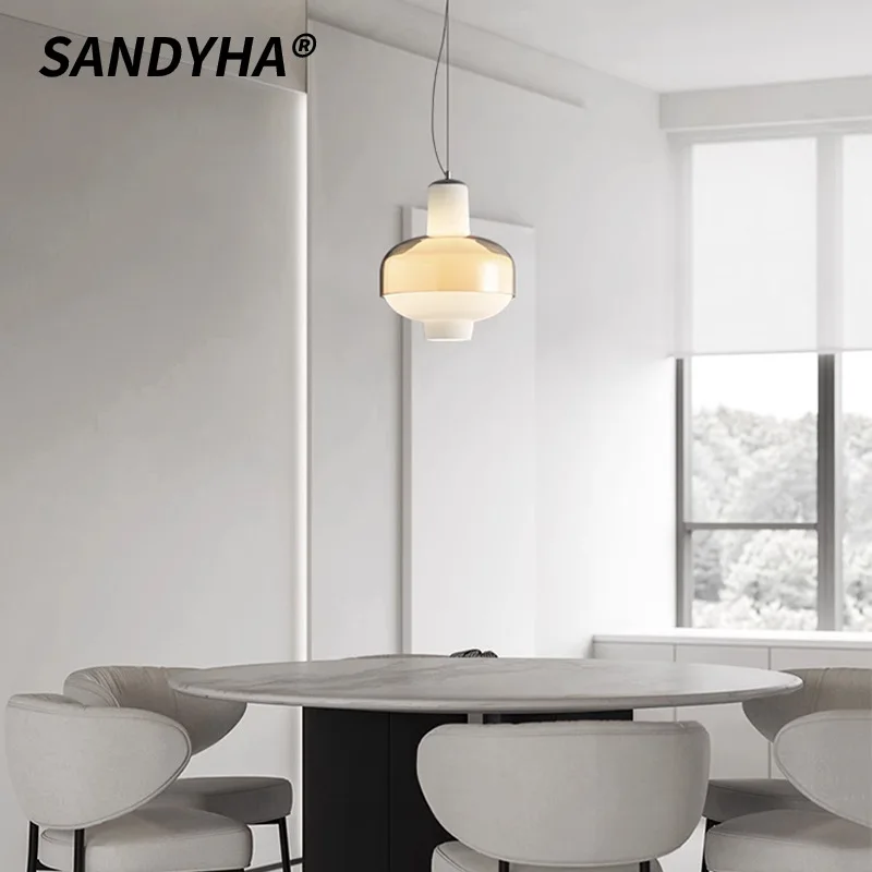 

SANDYHA Nordic Style Glass Pendant Lights Creative Design LED Lamp for Living Room Decoration Bedroom Bedside Lighting Fixtures