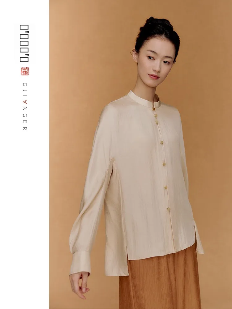 

New Chinese Sle Long Sve irt Original Design Women's Spring Autumn New Arrival National Trend Top Ginger 343060A