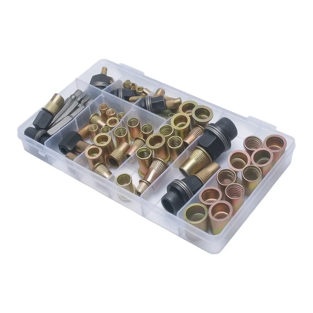 84PCS Rivet Nut Kit Alloy Blind Nuts Assortment With Color Coded Cards For Automotive Construction DIY Fastening For Tool Set