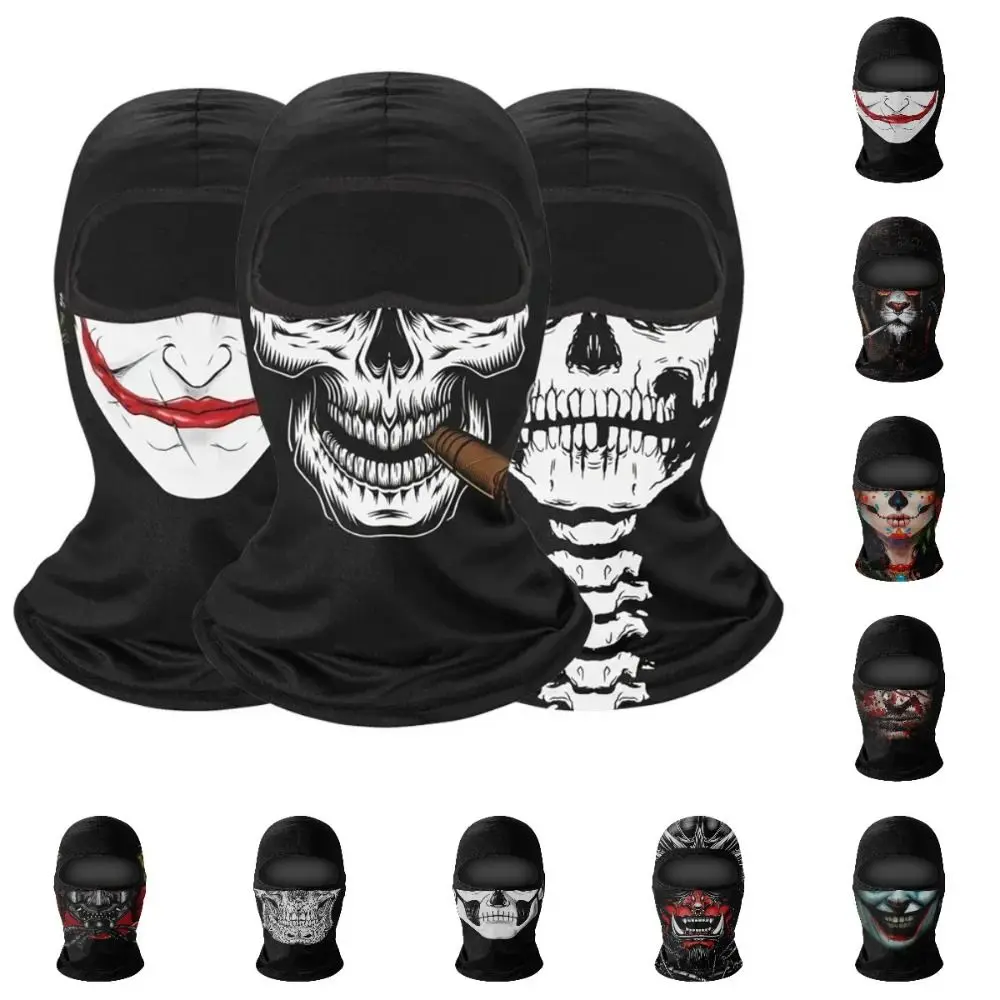 Skull Print Motorcycle Balaclava Full Face Cool Sunscreen Balaclava Breathable Multi-function Riding Helmet Liner MTB Bicycle