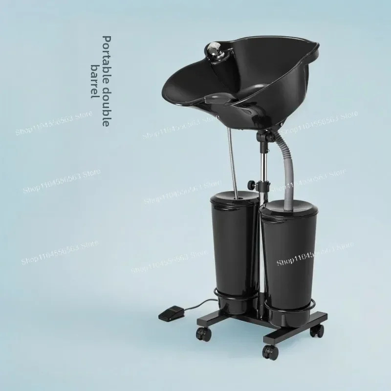 Portable Vertical Shampoo Basin – with Water Pump, Movable Double Bucket Hair Washing Sink for Barber Shop, Home &