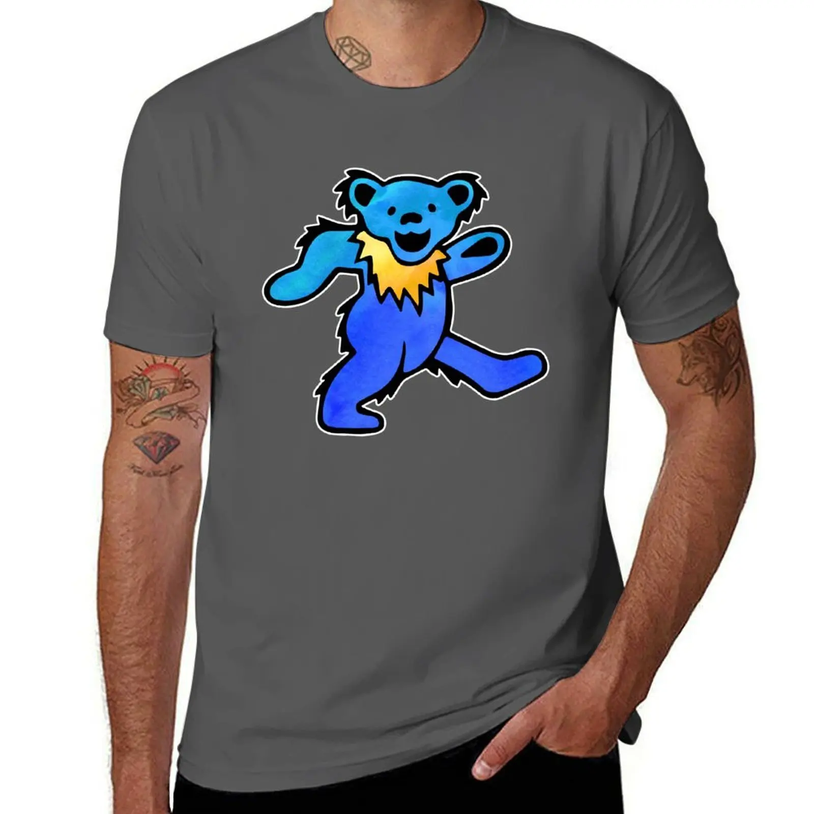 

Blue Grateful Dancing Hippie Classic Rock Dead Bear T-Shirt man t shirt summer t shirt for man T-Shirt