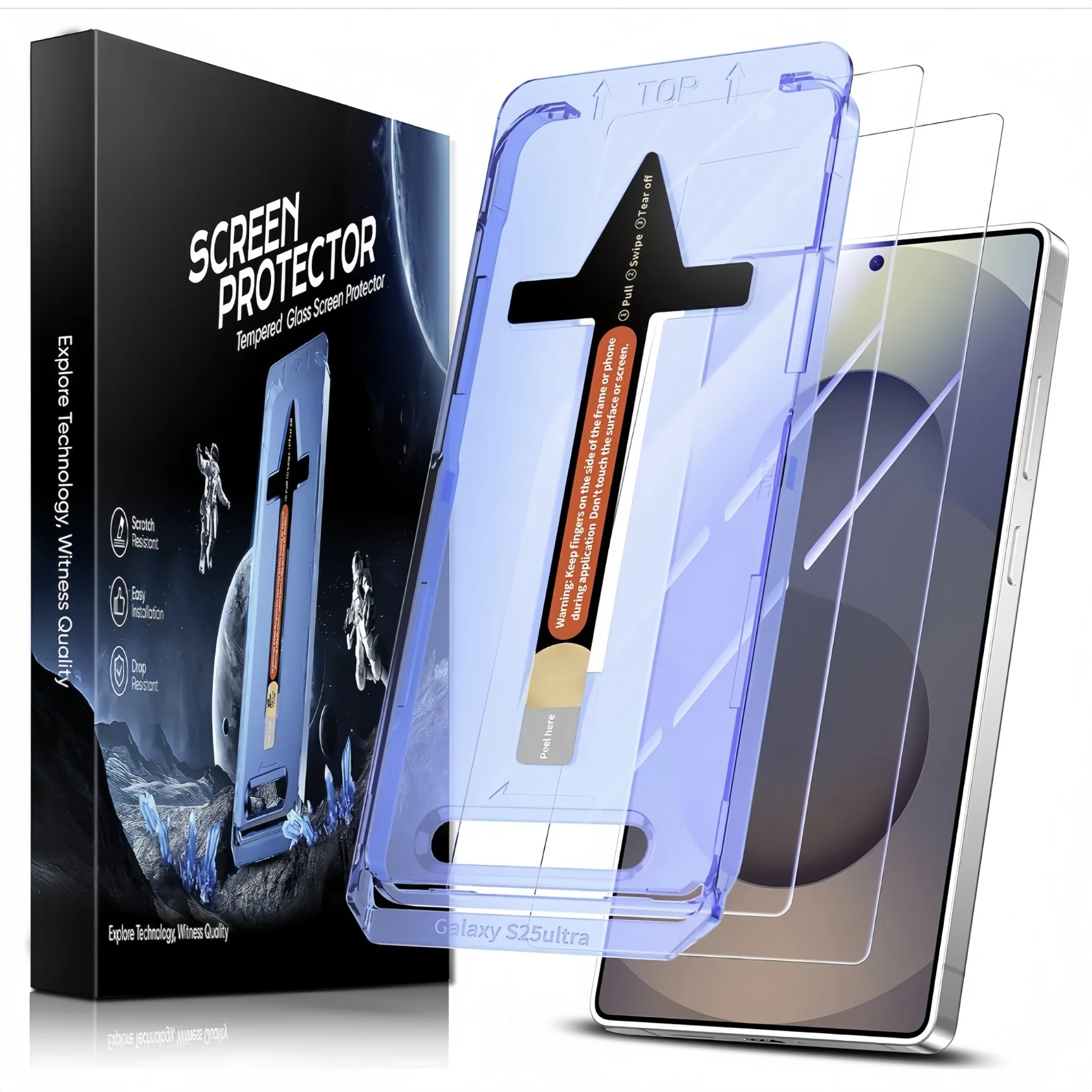 2 Pcs for Samsung Galaxy S26 S25 Ultra Plus FE Tempered Glass Screen Protector, Support Fingerprint Unlock Auto Dust-Elimination