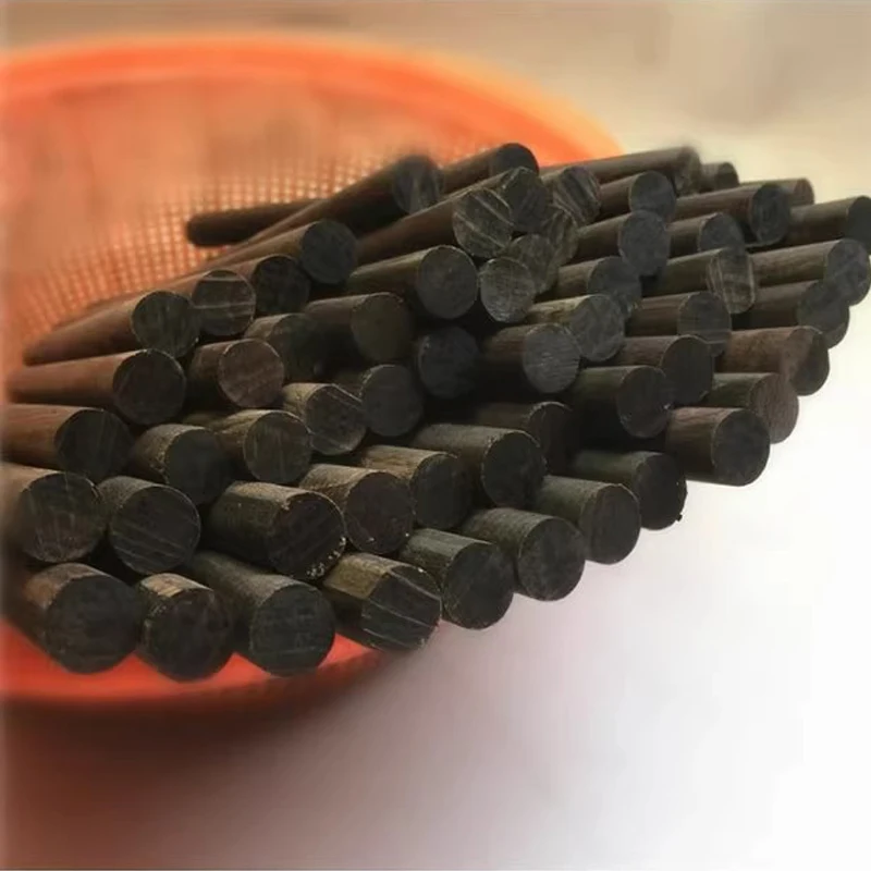 قضيب مستدير من الخشب الأسود مصنوع يدويًا من الخشب عالي الكثافة قضيب مستدير منحوت من الخشب الأسود