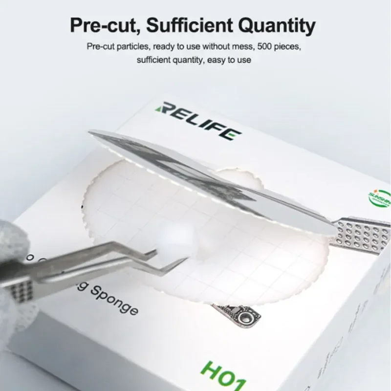 RELIFE HO1 500PCS Pre-tagliato Nano Spugna per pulizia Nessun residuo Scheda madre del telefono cellulare CHIP Spugna per rimozione polvere della tastiera