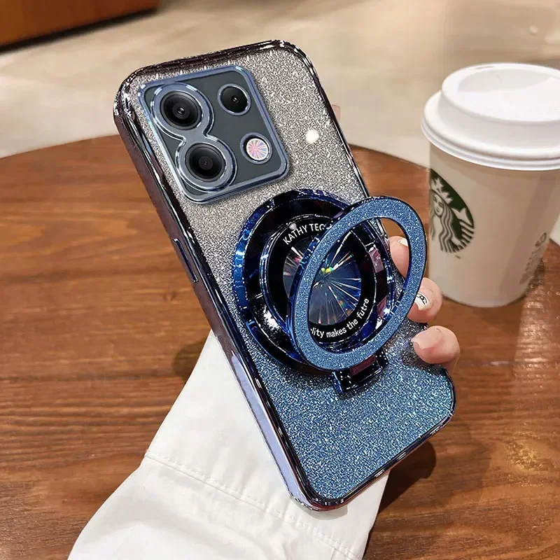 

Ring Magnetic Bracket Shell for Infinix Hot 50 I Hot 40 Note 40 Pro Note 30 Zero 30 4G 5G Shockproof Protection Glitter Case