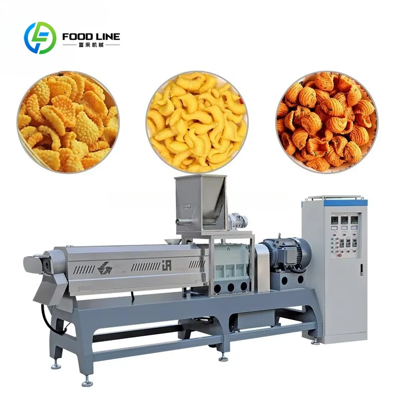 Línea de Producción Completa Personalizada para Deliciosos Snacks Fritos de Harina, Snack Indio Pani Puri, Extrusora Automática de Doble Tornillo