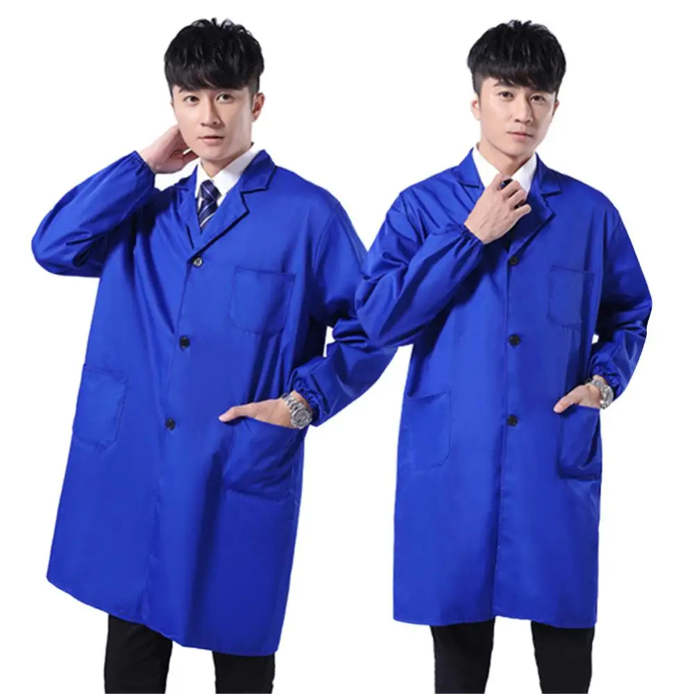 

Dustproof Men Work Clothing Long Short Sleeve Buttons Pockets Warehouse Lab Coat Work Clothing