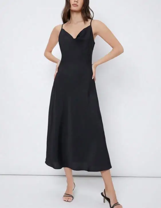 

2026 Summer New Women's Fashion Sexy Elegant V-neck Smooth Satin Party Strap Dress Long Skirt Women's Wear