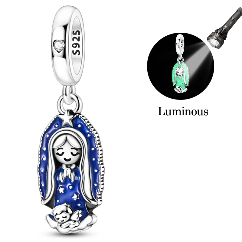

2026 Popular 925 Sterling Silver Luminous Angel Charms Beads CZ Zircon Dangle Fit Original Bracelet DIY For Women Jewelry Gifts