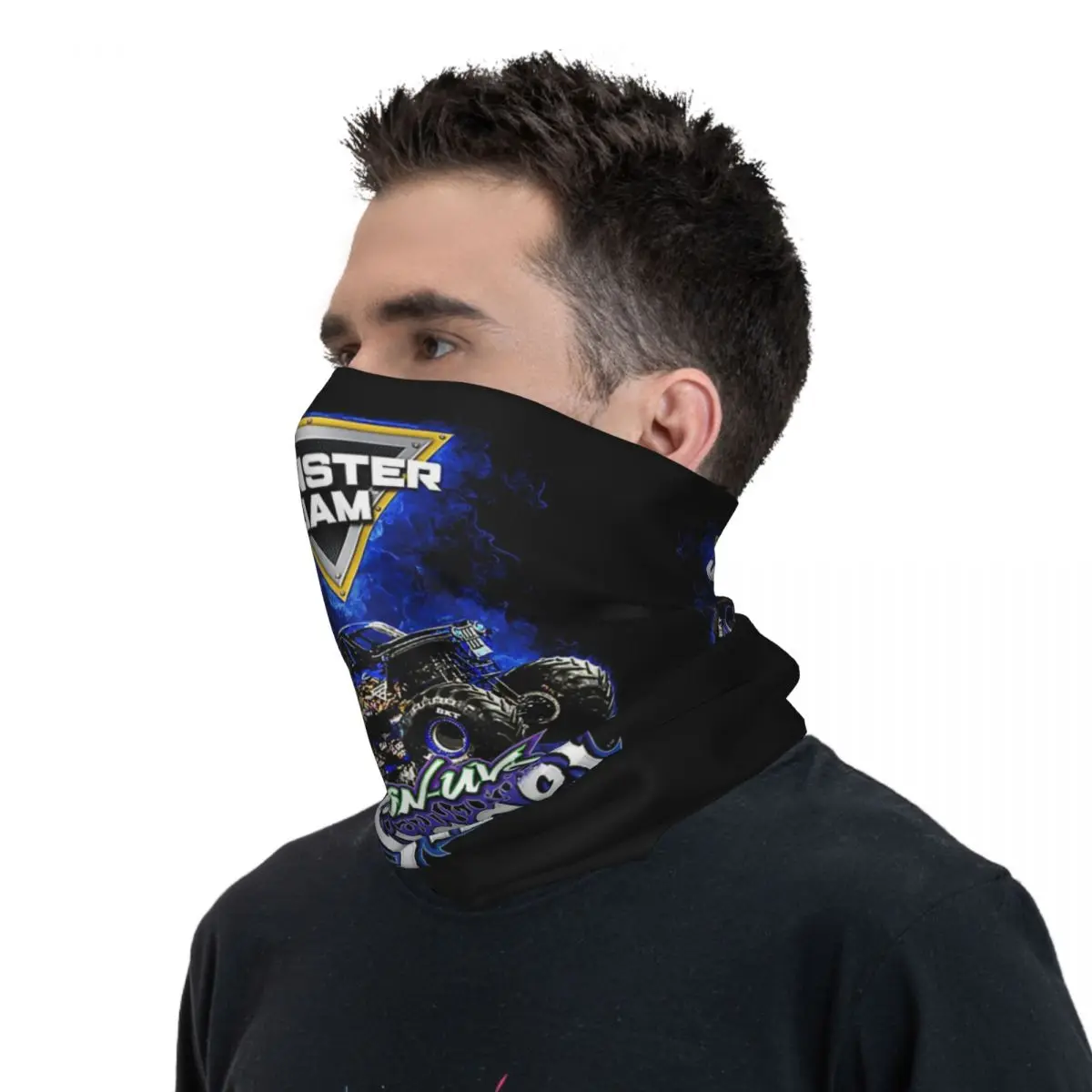 Classic Monster Jam Pattern Bandana Neck Gaiter Printed Magic Scarf Warm Balaclava Hiking Fishing Unisex Adult Winter