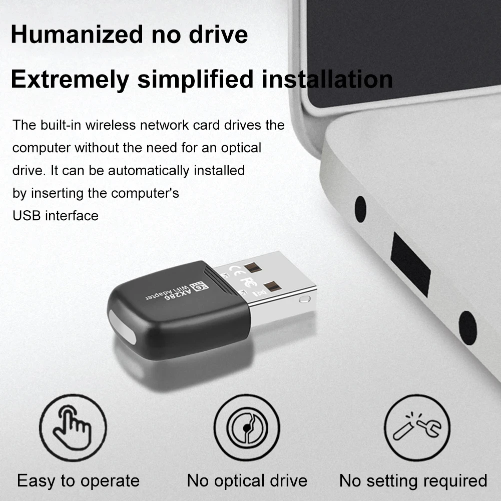 Mini USB WIFI 6 Dongle Network Card 802.11ax USB 2.4GHz Wi-Fi Lan Adapter Driver Free For PC Laptop Windows 7 10 11