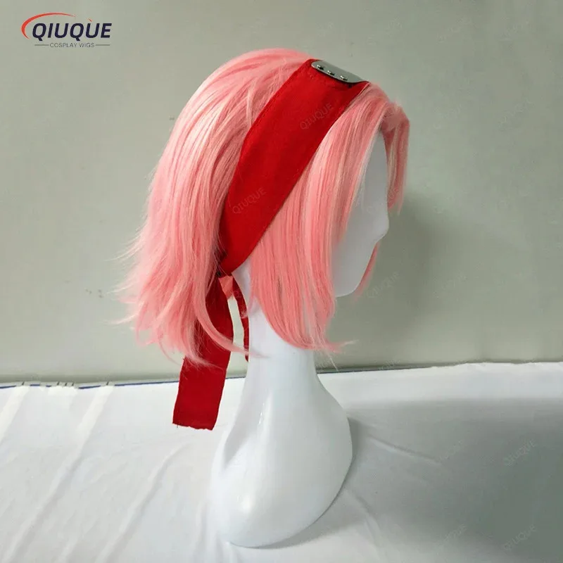 didi 2025 2025 hhhAnime Haruno Sakura Short Pink Styled Heat Resistant Hair Cosplay Costume Wig + Headband