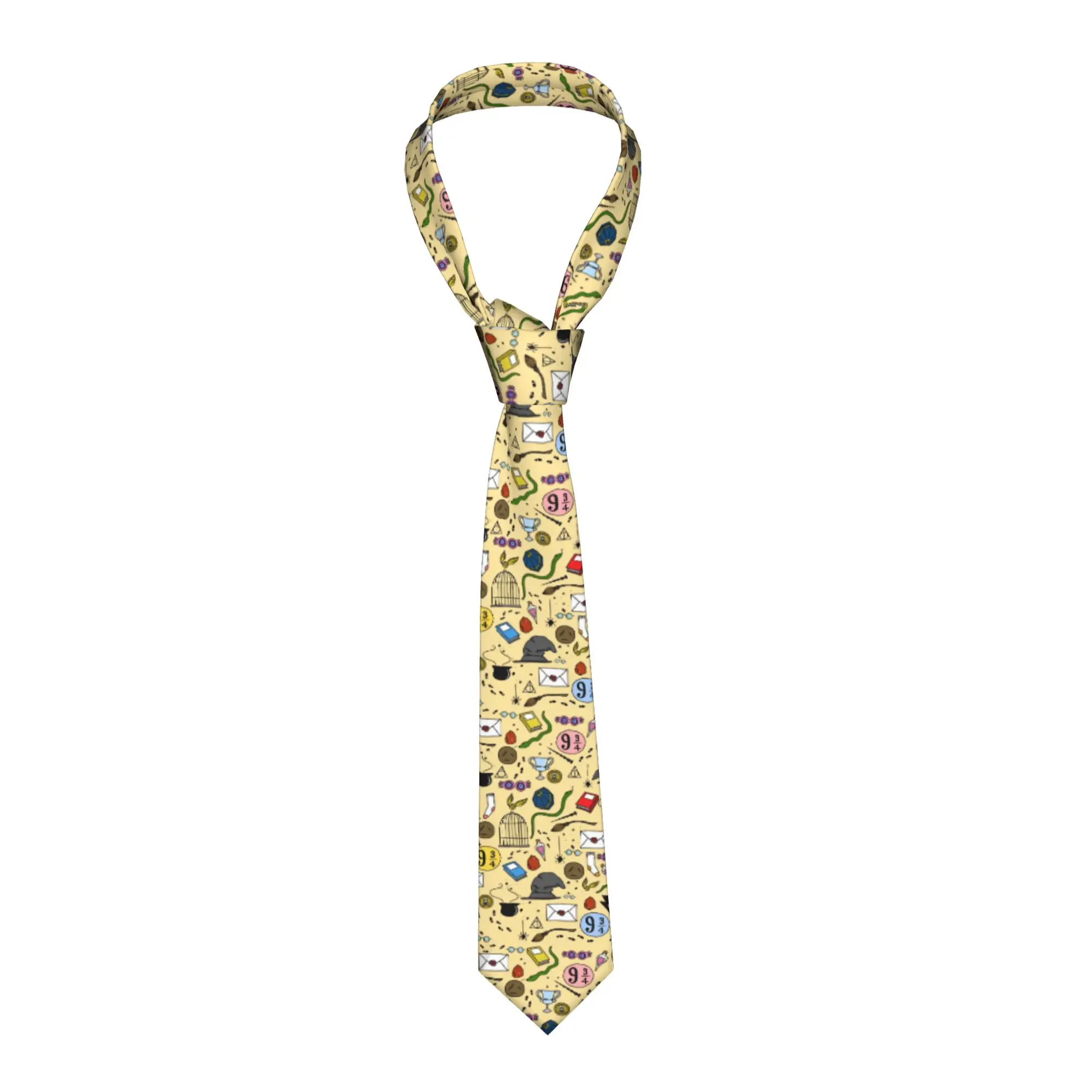 Corbata de anime personalizada con diseño de Harry Potter, corbata estampada para hombre, diseño de murciélago de Halloween, ideal para bodas y fiestas, corbata de seda para hombre.