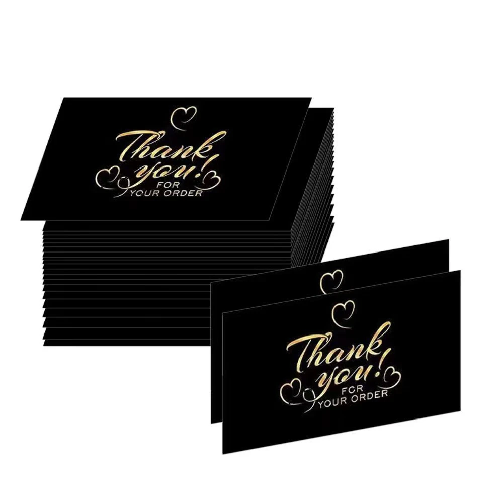 50pcs Black Matte Golden Thank You Cards For Small Business Gifts Boxes Decoration Greeting Labels Packing Supplies