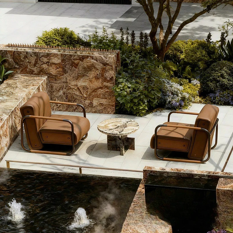 Outdoor sofa villa courtyard garden terrace garden sales department yacht leather waterproof sun hotel furniture
