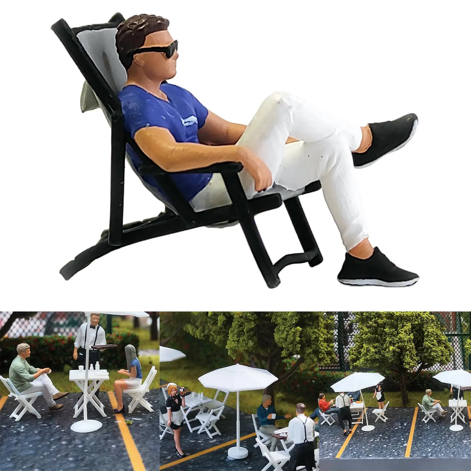 RM 1/64 페인티드 피규어 웨이터 매니저 장면 철도 풍경 장난감 S 스케일