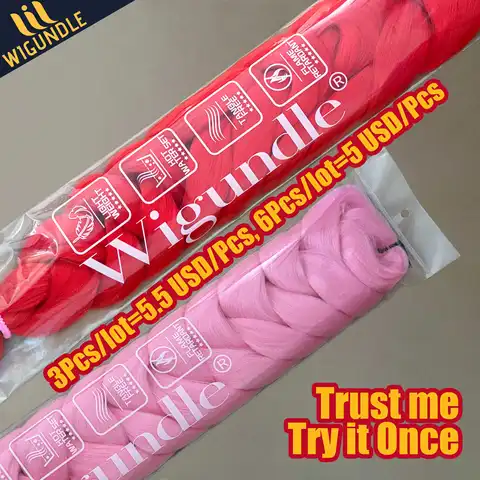 Extensiones de cabello trenzado de ganchillo Wigundle Kanekalon de gama alta para mujeres, trenzas Jumbo, pelo sintético preestirado X pression