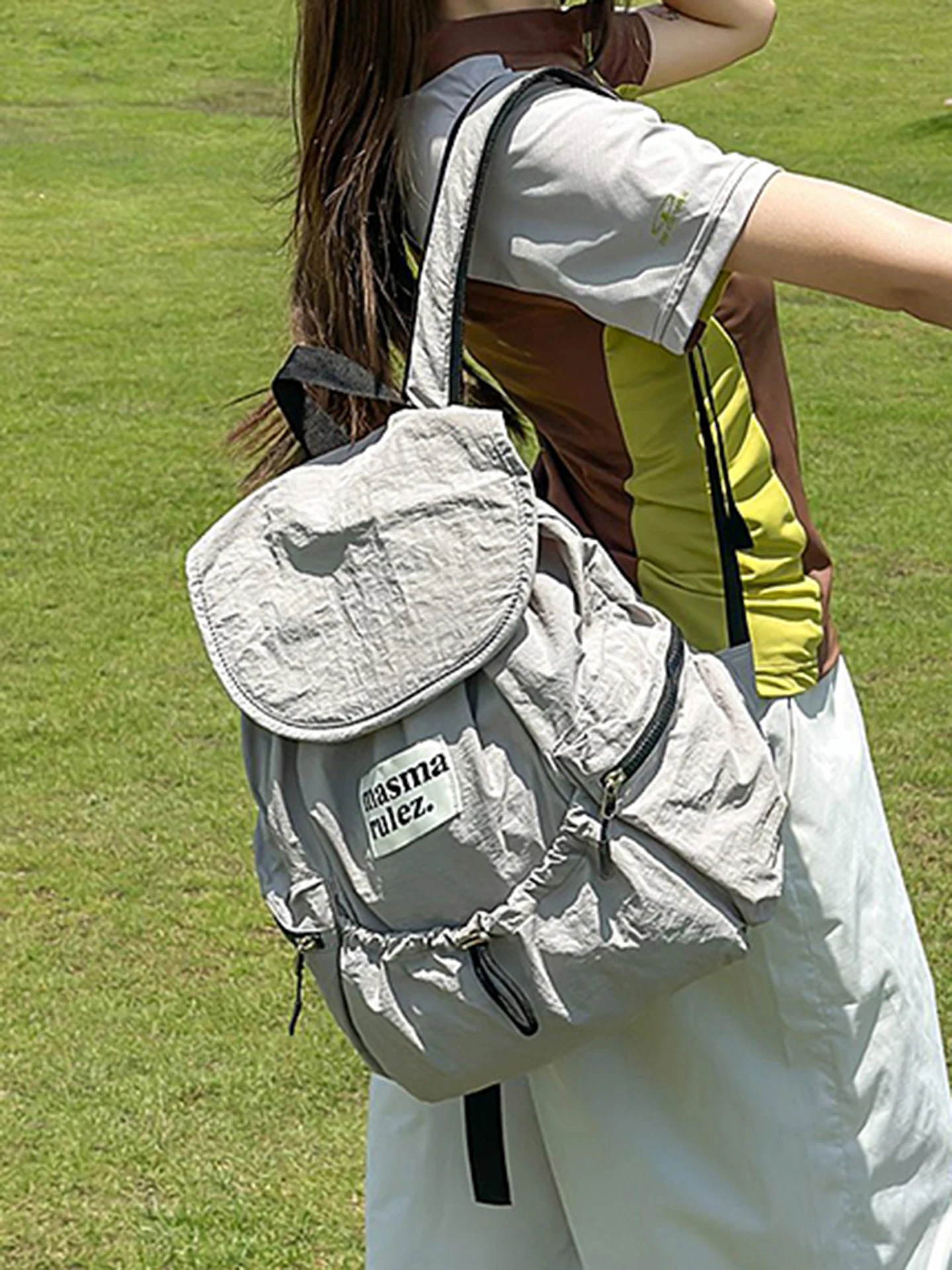 

Большая емкость, повседневная парусиновая женская уличная походная дорожная сумка, школьная сумка для книг, мягкая сумка-держатель, Dstring Clo...