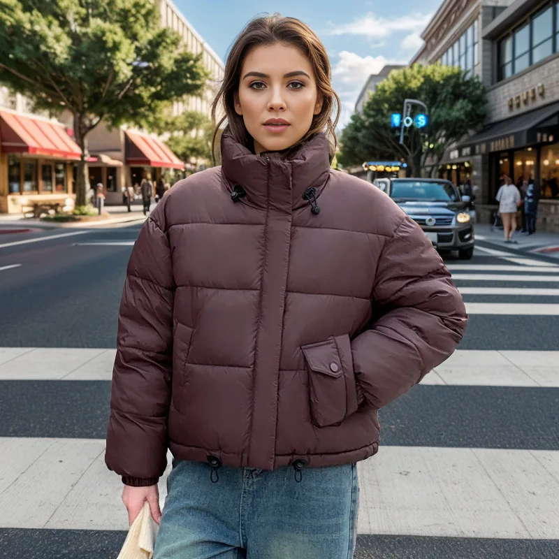 2024 New Winter Women Parkas Pockets Thick Warm Hooded Down Cotton Coat Female Loose Puffer Jackets Windproof Snow Overcoat