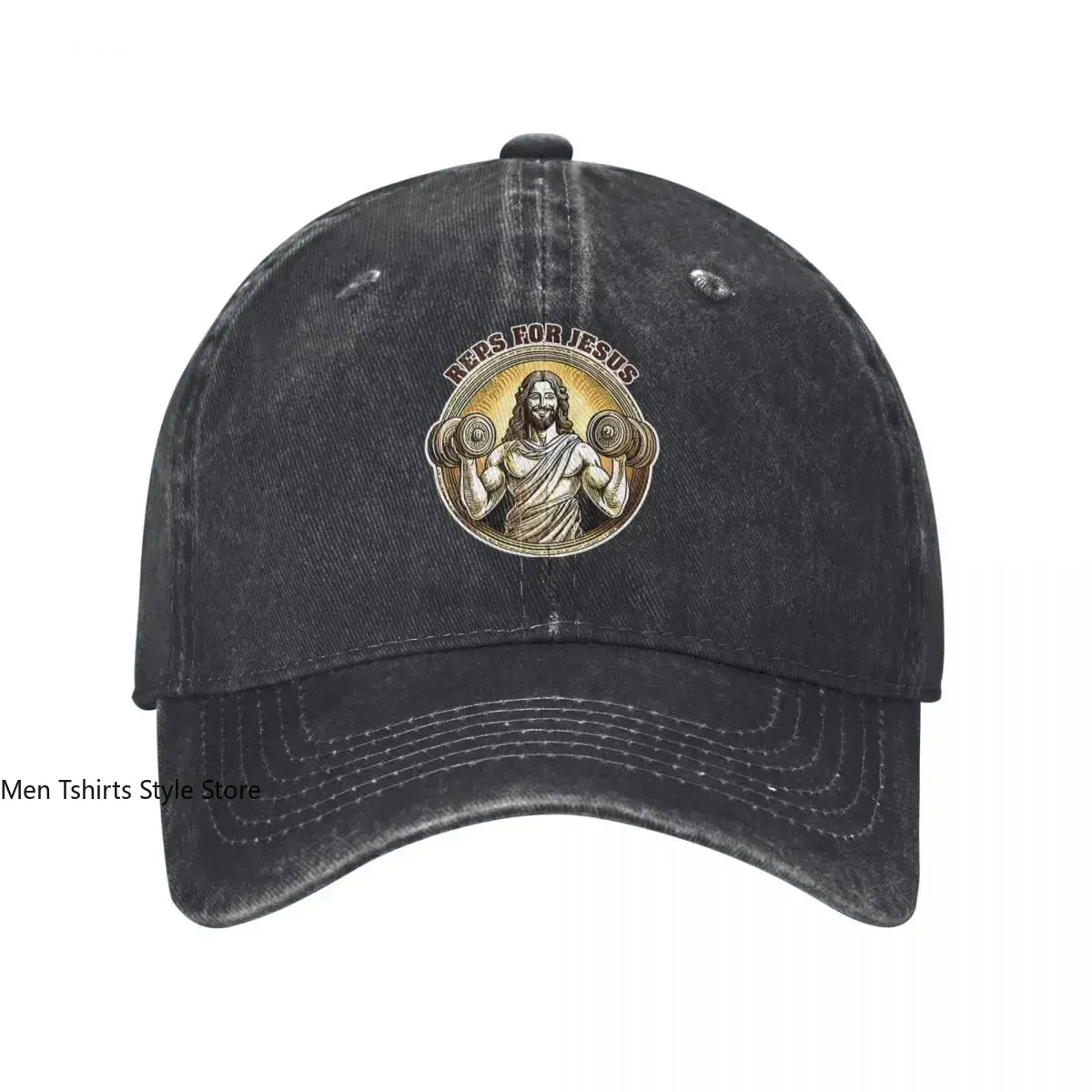 Vintage Reps For Jesus Baseball Cap Unisex Distressed Denim Washed Headwear Bodybuilding Ripped Muscle Outdoor Summer Caps Hat