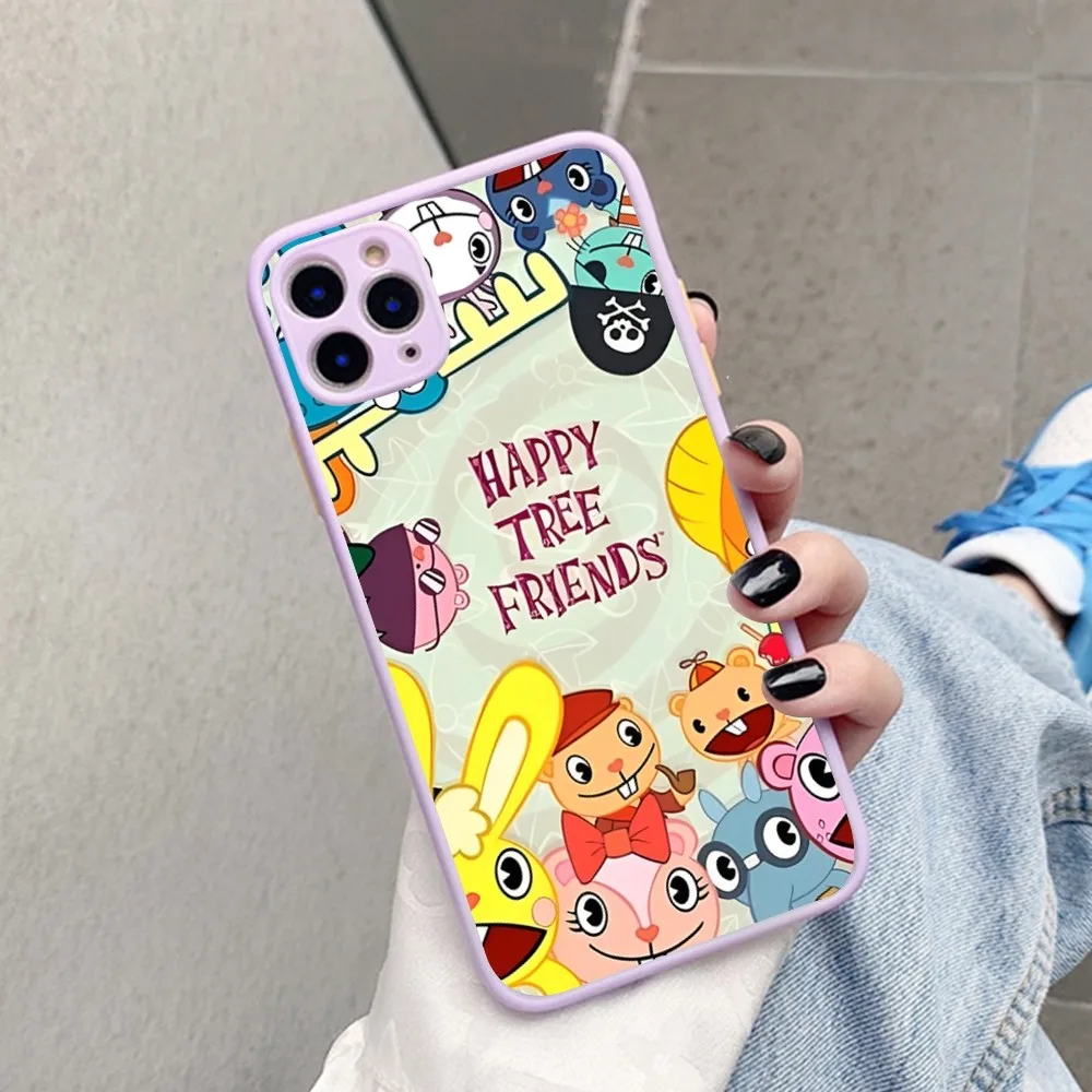 Happy Tree Friends Telefoonhoesje voor iPhone 14 11 12 13 Mini Pro Max 8 7 Plus X XR XS MAX Doorschijnende Matte Cover