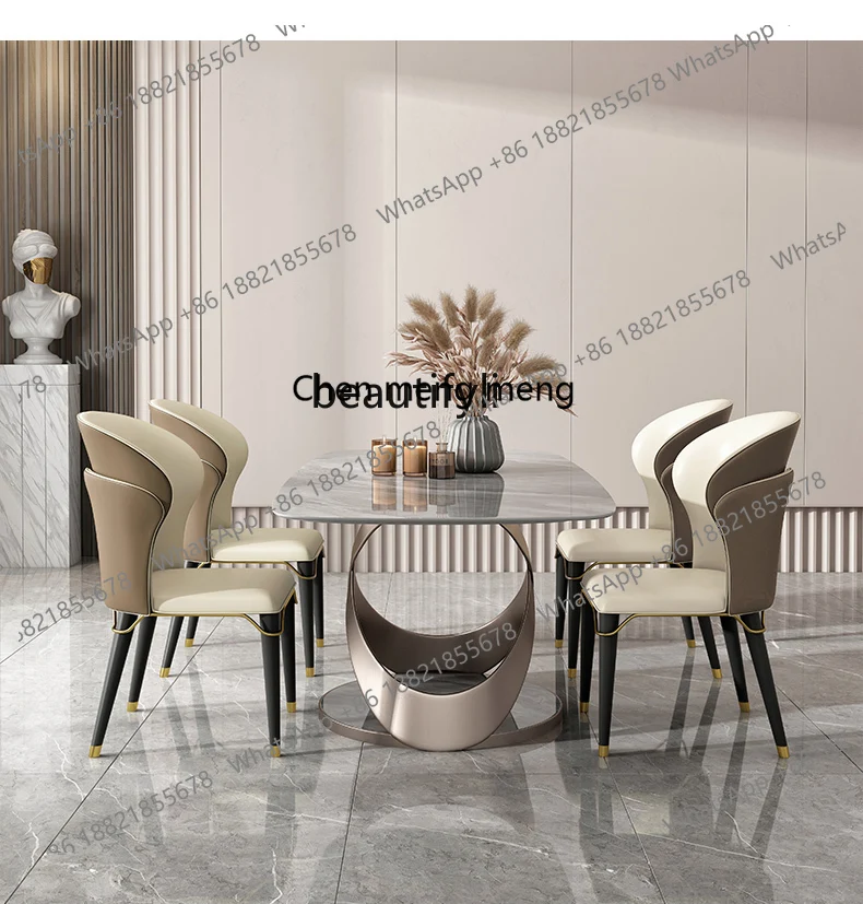 Y183Modern simple light luxury high-end bright restaurant combination rectangular eating table small apartment household
