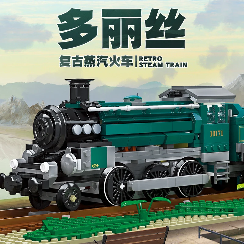 

Doris Retro Steam Train Model MOC Century Industrial Revolution Series Building Blocks Toys City Steampunk Era Scene Bricks