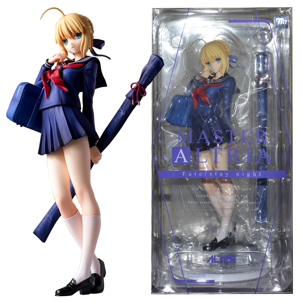 Figura de Anime Fate/Stay Night Altria Pendragon de 22CM, uniforme escolar 1/7, modelo de vestir, juguete, colección de regalo, figura de acción de PVC