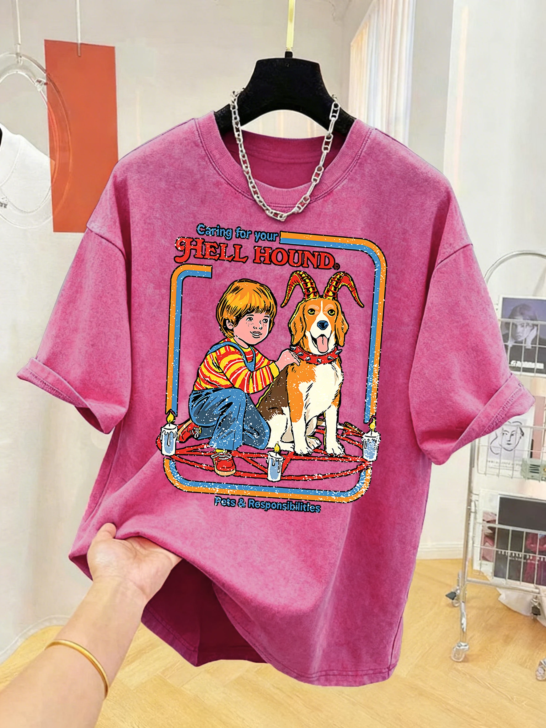 Caring For Your Pets Drucke Mann Sport Mode gewaschenes T-Shirt Oversize Casual T-Shirts Baumwolle bequem weich Kurzarm