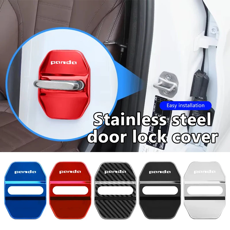 For Fiat 4Pcs Stainless Steel Car Door Lock Cover Case Stickers Accessories Abarth 500 124spider FR Panda Punto Ranch Sedici