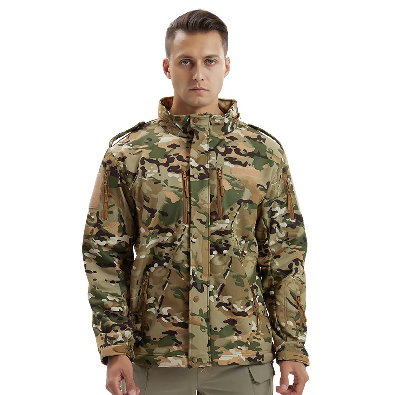 Nieuwe Outdoor Sport Camouflage Waterdichte Stormsuit Heren Herfst En Winter Capuchon Softshell Jack Warm Tactisch Jack