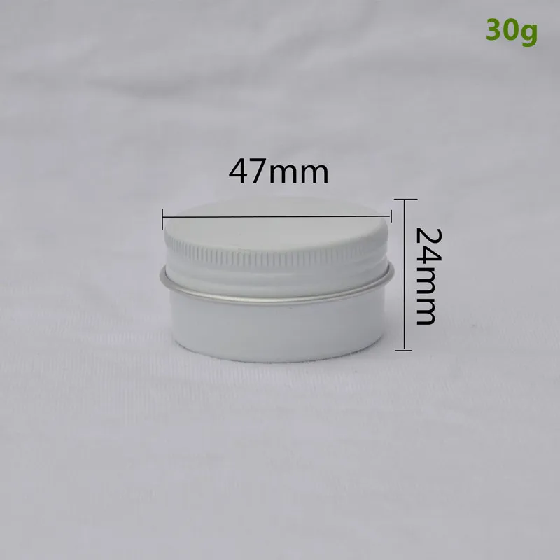 

200PCS 1oz White Aluminum Tin Jar Refillable Containers 30ml Aluminum Screw Lid Round Tin Lip Balm Cosmetic Container Bottles