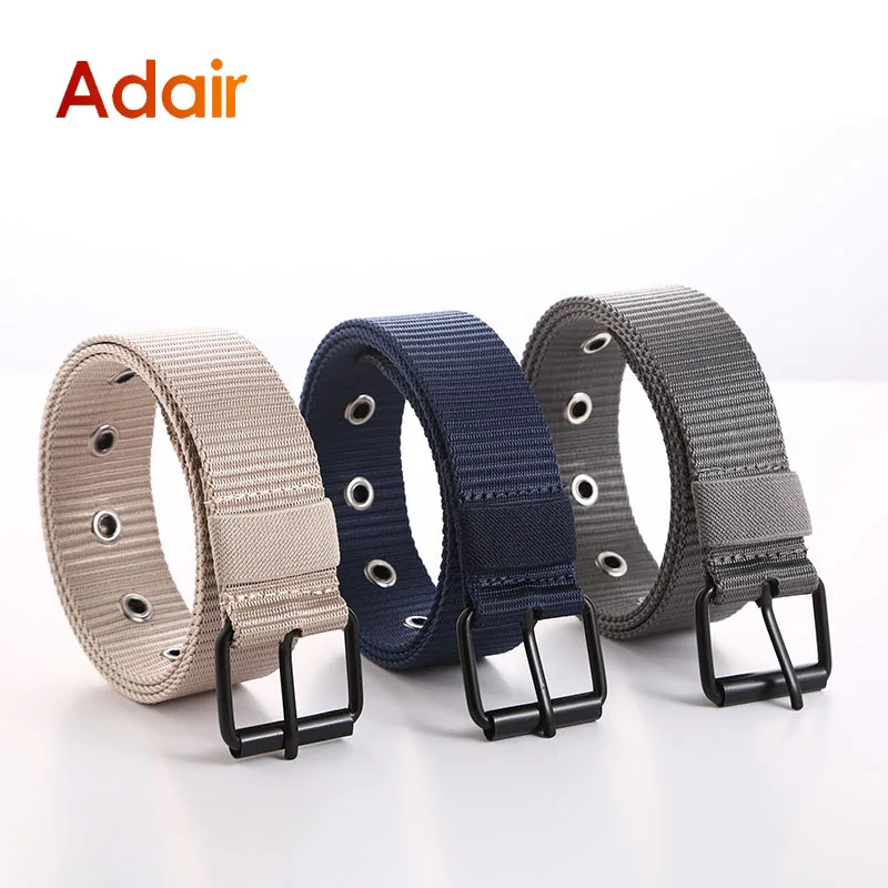 Canvas Belt For Man Designer Waistband Solid Color Black Buckle Men Luxury Brand High Quality Fashion Trouser Belt DT049