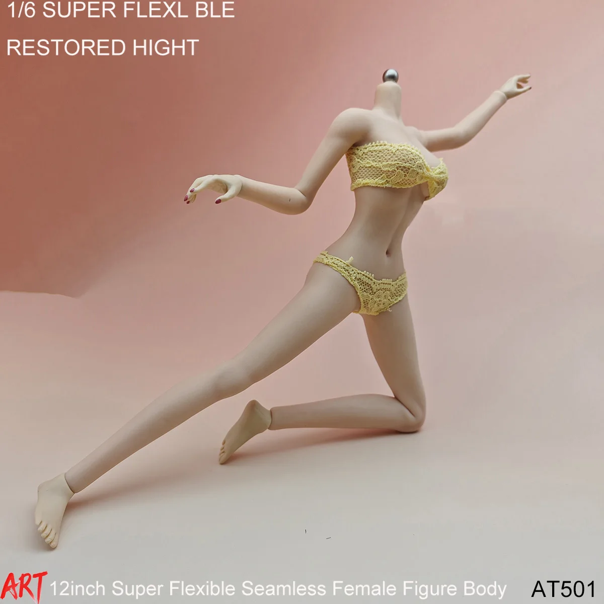 AT501 1/6 مقياس أنثى متوسطة الثدي نحيلة الخصر سلس الجسم 12 بوصة مرنة عمل الشكل ألعاب الدمى Suntan شاحب دمية نموذج #4