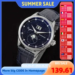 Sugess 2022 Luxury Man Watch Moonphase Blue GoldStone Dial Tianjin 2528 Movement Stainless Steel Starry Sky Limited Edition V3