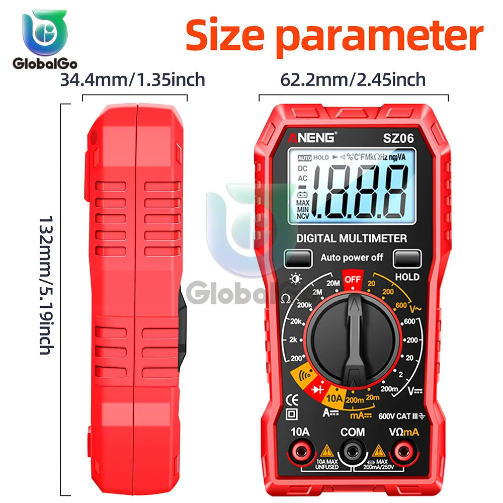 ANENG SZ06 Cyfrowy Multimetr 2000 Licznik Profesjonalny Miernik Napięcia Prąd Ohm Tester AC/DC Amperomierz Woltomierz LCDScreen