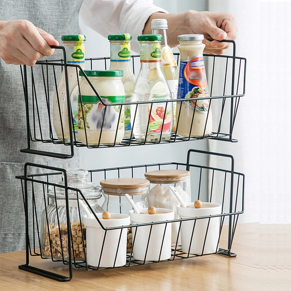 

Snack Storage Basket Spice Baskets Drain Hamper Rack Hollowed Wrought Iron Drainer