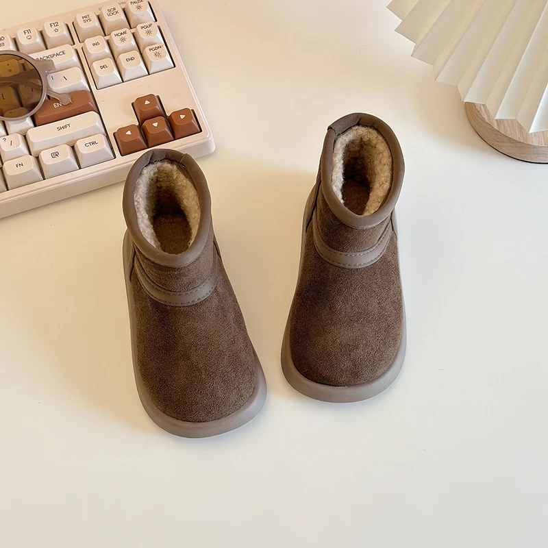2-9Y Children's Snow Boots Soft Sole 2026 Autumn Winter New Fashionable Thick Anti Slip Warm Baby Boys Girls Shoes Cotton Shoes