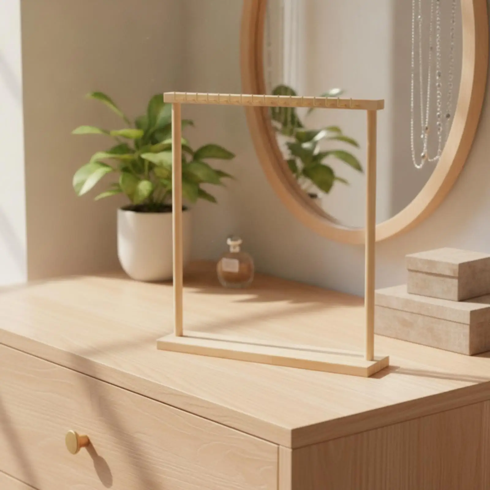 1 Piece Jewelry Display Rack Necklace Stand Organizer Wooden Structure Holder Suitable for Retail Counter Vanity Setup