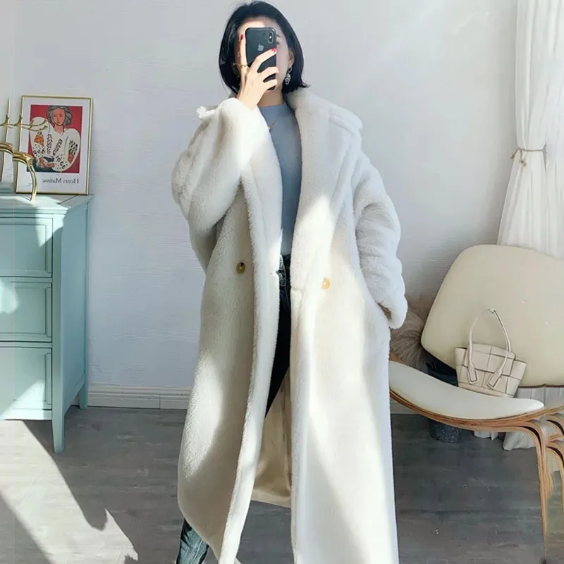 Autumn Winter New Teddy Bear Jacket Women's Overcoat Fashion Loose Mid-Length Thickened Warm Faux Lamb Wool Parka Coat XQ16
