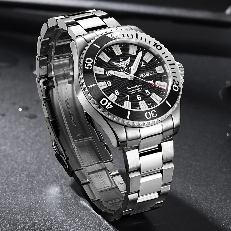 YELANG Men Military Watch42.6mm Sport Diver Wristwatch Luminous Tubes Sapphire 300M Waterproof VS43 Mov